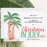 Christmas in July Summer Party Invitation<br><div class="desc">Let's celebrate Christmas in July with a party! Invite family and friends to your Christmas in July party with this fun invitation featuring watercolor palm trees decorated with lights and baubles. Customise these invitations with your details and enjoy the fun! As we create our artwork you won't find this exact...</div>