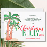 Christmas in July Summer Party Invitation<br><div class="desc">Let's celebrate Christmas in July with a party!
Invite family and friends to your Christmas-themed celebration with this fun invitation featuring hand-drawn palm trees decorated with lights and baubles.
Customise these invitations with your details and enjoy the fun!
Original Watercolor © Michele Davies.</div>