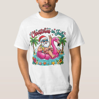 Christmas in July Summer Santa Beach PNG  T-Shirt