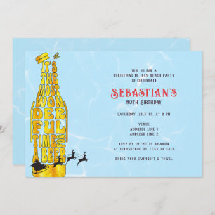 Christmas in July Summer Santa Beer & BBQ Birthday Invitation