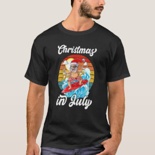 Christmas In July Summer Santa Claus Surfing Hawai T-Shirt