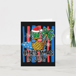 Christmas in july summer santa hat flag america card
