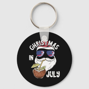Christmas In July Summer Santa Hawaiin Coconut Dri Key Ring