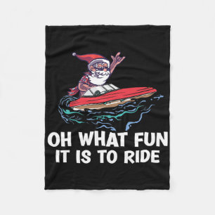 Christmas In July Summer Santa On Beach Boating Fleece Blanket
