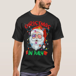 Christmas In July Summer Santa Surfing Beach Vaca T-Shirt