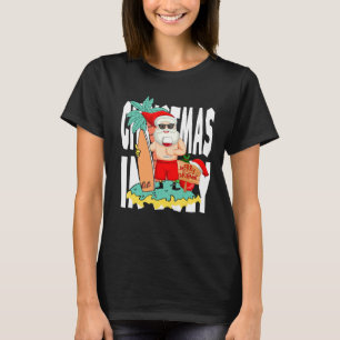 Christmas In July  Summer Santa Surfing Beach Vaca T-Shirt