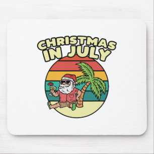 Christmas In July Summer Santa Vintage Xmas Men Wo Mouse Mat