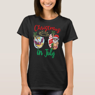 Christmas In July Summer Sunglasses Santa Beach Fl T-Shirt