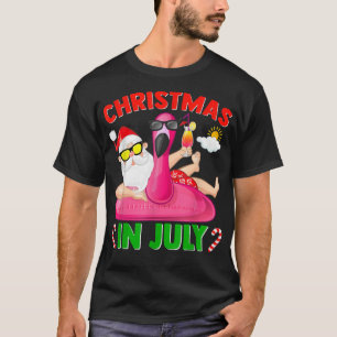 Christmas In July Summer Swimming Fun Santa Claus  T-Shirt