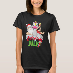 Christmas in July  Summer Unicorn Float Xmas T-Shirt