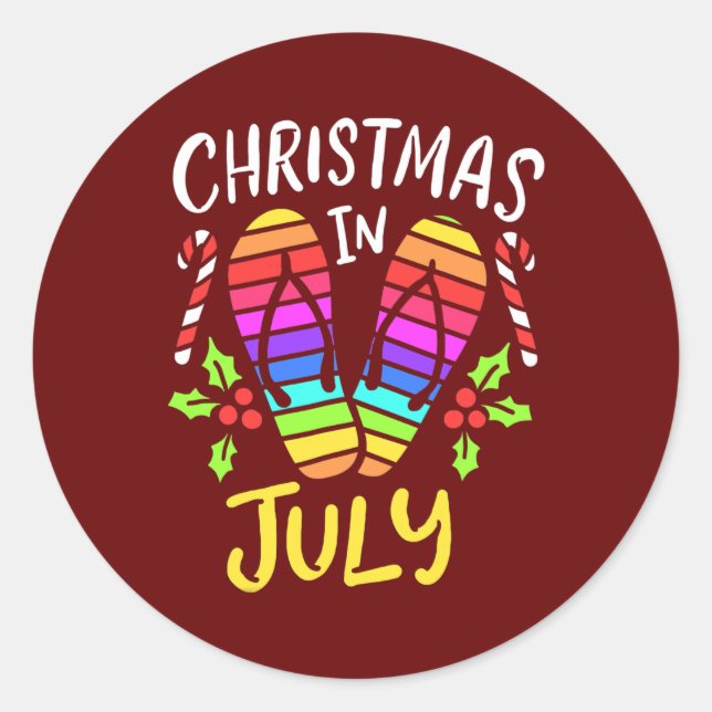Christmas In July Summer Vacation  Classic Round Sticker (Front)