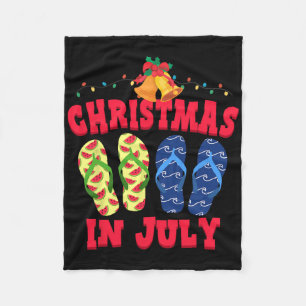 Christmas In July Summer Vacation Flip Flops Fleece Blanket