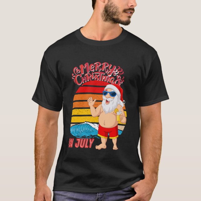 Christmas in July Summer Vacation July Xmas Beach  T-Shirt (Front)