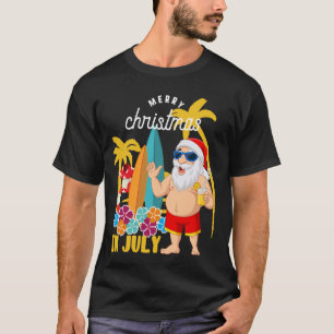 Christmas in July Summer Vacation July Xmas Beach  T-Shirt