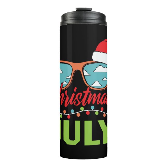 Christmas in july sun glasses with santa hat thermal tumbler (Front)