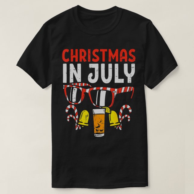 Christmas In July Sunglasses Drink Summer Xmas Men T-Shirt (Design Front)