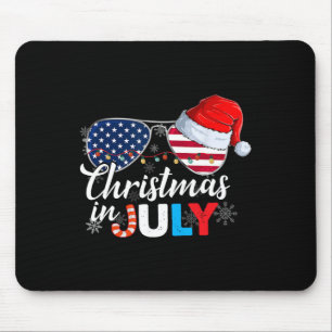 Christmas In July Sungles American Flag 4th Of Jul Mouse Mat
