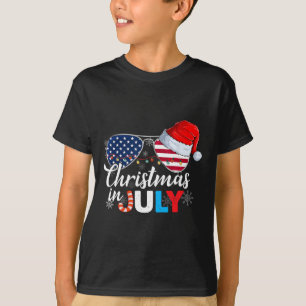 Christmas In July Sungles American Flag 4th Of Jul T-Shirt