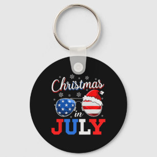 Christmas In July Sungles Santa American Flag 4th Key Ring