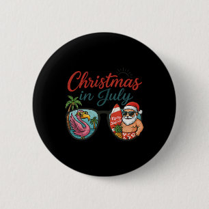 Christmas In July Sungles Santa Flamingo Summer Va 6 Cm Round Badge