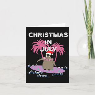 Christmas In July Surfer Penguin Card