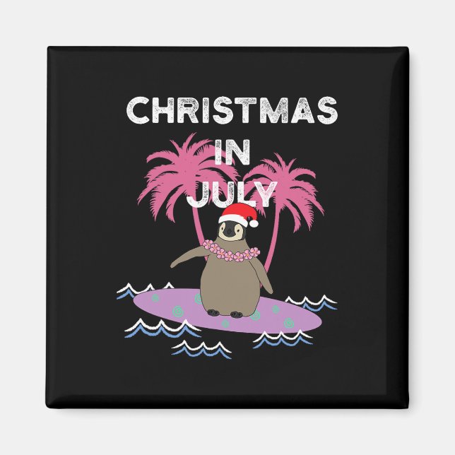 Christmas In July Surfer Penguin  Magnet (Front)