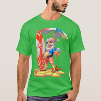 Christmas in July Surfer Santa Hawaiian Family Mat T-Shirt