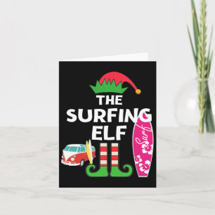 Christmas In July Surfing Elf Summer Beach Vacatio Card