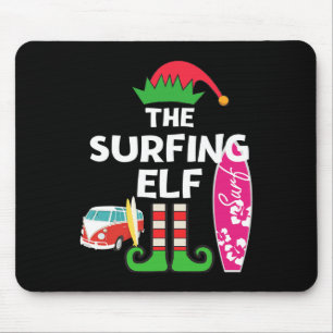 Christmas In July Surfing Elf Summer Beach Vacatio Mouse Mat