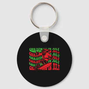 Christmas In July Surfing Funny Groovy Surfing San Key Ring