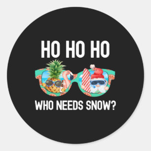 Christmas In July Surfing Funny Santa Summer Beach Classic Round Sticker