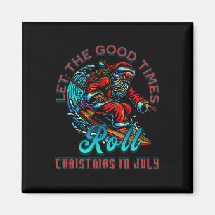 Christmas In July Surfing Santa Claus Beach Xmas S Magnet