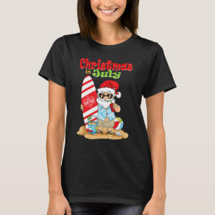 Christmas In July Surfing  Santa Summer Beach Vaca T-Shirt