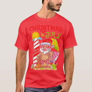 Christmas In July Surfing Santa Summer Beach Vacat T-Shirt