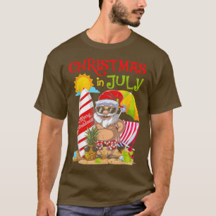 Christmas In July Surfing Santa Summer Beach Vacat T-Shirt