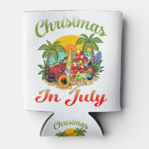 Christmas in July Surfing Summer Watermelon Can Cooler