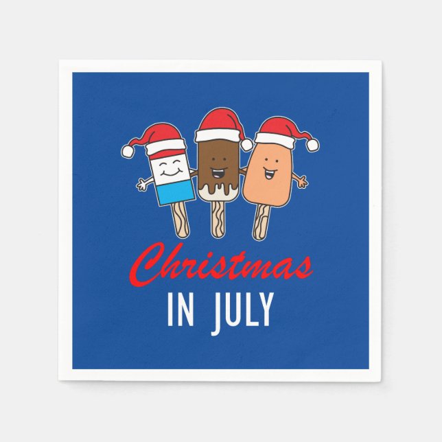 Christmas In July Sweet Treat Red White Blue Party Napkin (Front)
