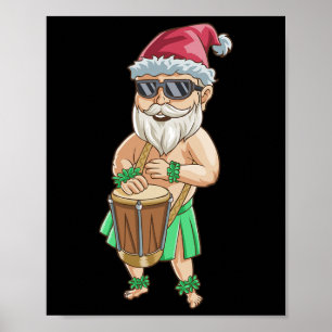 Christmas In July T Shirt Funny Santa Hawaiian Sum Poster