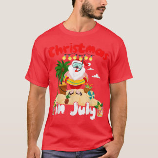 Christmas In July T Shirt Funny Santa Summer Beach