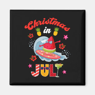 Christmas In July T Shirt Funny Santa Summer Beach Magnet