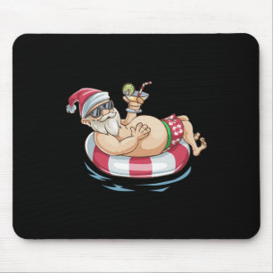 Christmas In July T Shirt Hawaiian Santa Floatie S Mouse Mat