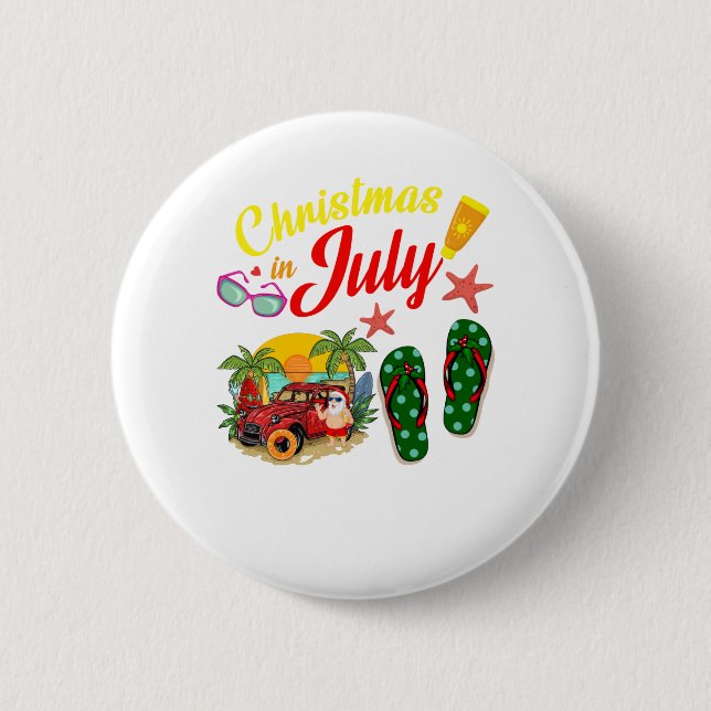 Christmas In July T Shirt Summer Beach Vacation 6 Cm Round Badge (Front)