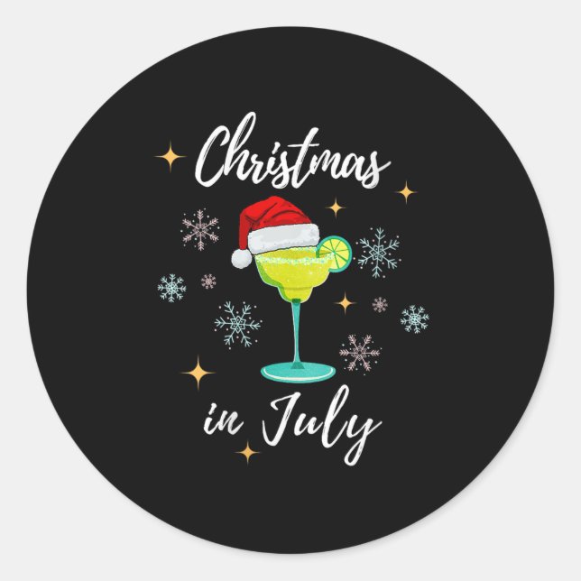Christmas In July Tail Santa Hat Summer Women Men  Classic Round Sticker (Front)