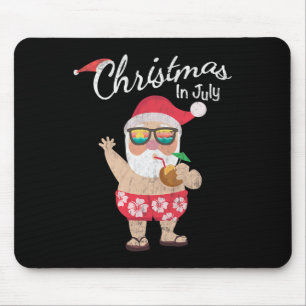 Christmas In July Tee Funny Santa Summer Beach Vac Mouse Mat