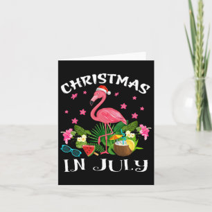 Christmas In July Tee Pink Flamingo Lover Card