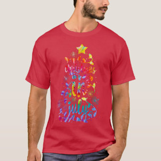 Christmas In July Tie Dye Colourful Xmas Tree Ligh T-Shirt