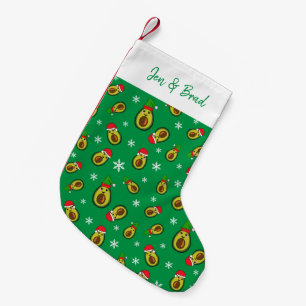 Christmas in July Tropical Avocados Print Small Christmas Stocking