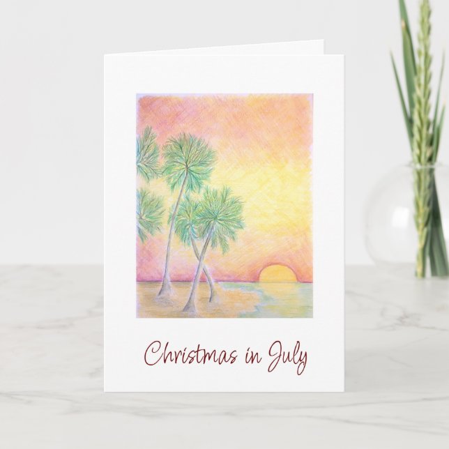 Christmas in July Tropical Beach Holiday Card (Front)