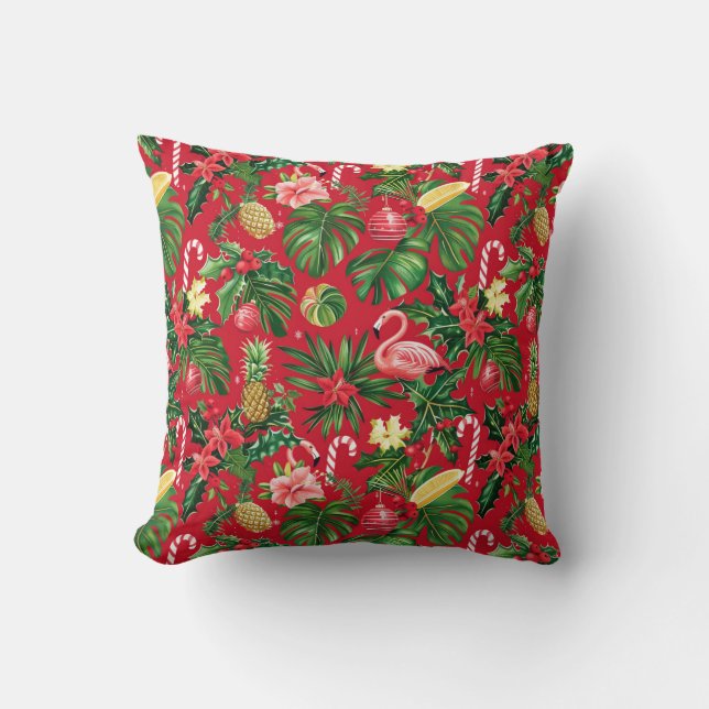 Christmas in July Tropical Pattern Cushion (Front)