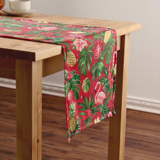 Christmas in July Tropical Pattern Short Table Runner (In Situ)